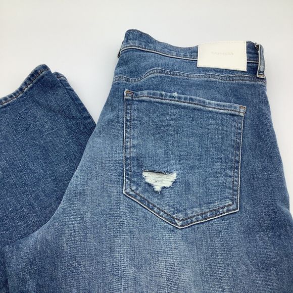 Express Womens 70s Flare Mid Rise Distressed Jeans Blue Size‎ 14R NWT - Picture 1 of 11